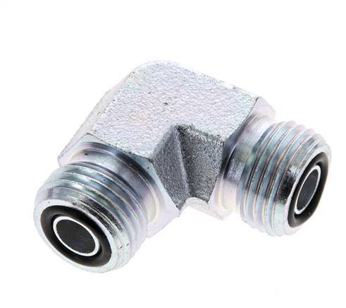 UN 11/16''-16 Buitendraad Verzinkt Stalen L-Fitting 90graden ORFS 630 Bar - Hydrauliek