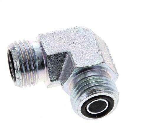 UN 11/16''-16 Buitendraad Verzinkt Stalen L-Fitting 90graden ORFS 630 Bar - Hydrauliek