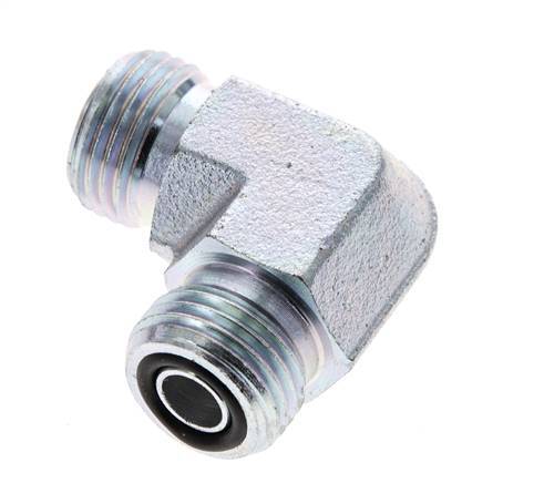 UN 11/16''-16 Buitendraad Verzinkt Stalen L-Fitting 90graden ORFS 630 Bar - Hydrauliek