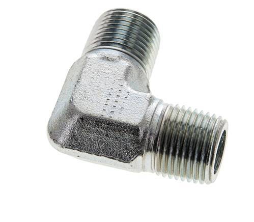 1/2'' NPT Male Zinc plated Steel 90 deg Elbow Fitting 225 Bar - Hydraulic