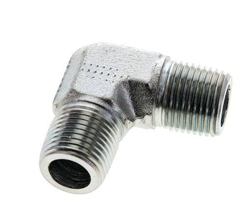 1/2'' NPT Male Zinc plated Steel 90 deg Elbow Fitting 225 Bar - Hydraulic