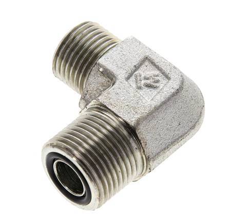 UN 13/16''-16 x UN 11/16''-16 Buitendraad Verzinkt Stalen L-Fitting 90graden ORFS 630 Bar - Hydrauliek