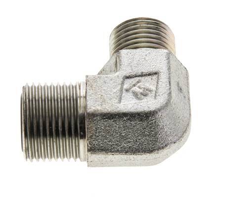 UN 13/16''-16 x UN 11/16''-16 Buitendraad Verzinkt Stalen L-Fitting 90graden ORFS 630 Bar - Hydrauliek