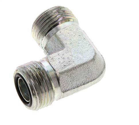 UN 13/16''-16 Buitendraad Verzinkt Stalen L-Fitting 90graden ORFS 630 Bar - Hydrauliek