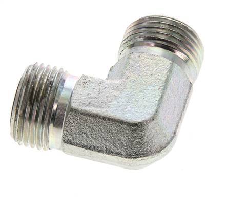 UN 13/16''-16 Buitendraad Verzinkt Stalen L-Fitting 90graden ORFS 630 Bar - Hydrauliek