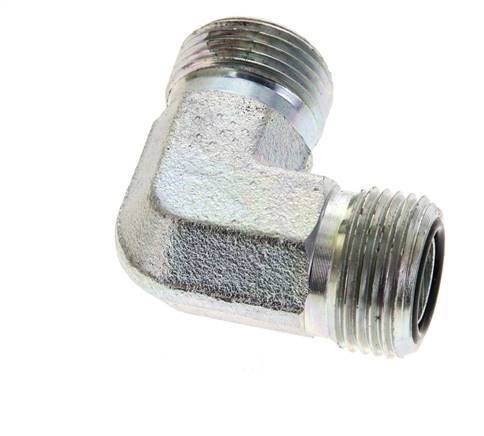 UN 13/16''-16 Buitendraad Verzinkt Stalen L-Fitting 90graden ORFS 630 Bar - Hydrauliek