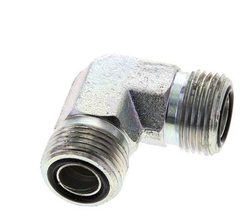 UN 13/16''-16 Buitendraad Verzinkt Stalen L-Fitting 90graden ORFS 630 Bar - Hydrauliek