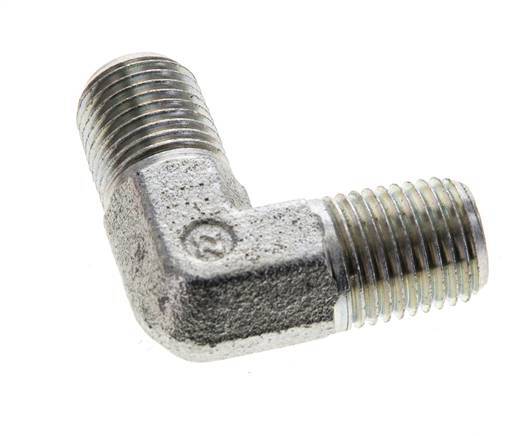 1/4'' NPT Male Zinc plated Steel 90 deg Elbow Fitting 350 Bar - Hydraulic