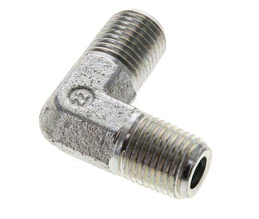 1/4'' NPT Male Zinc plated Steel 90 deg Elbow Fitting 350 Bar - Hydraulic