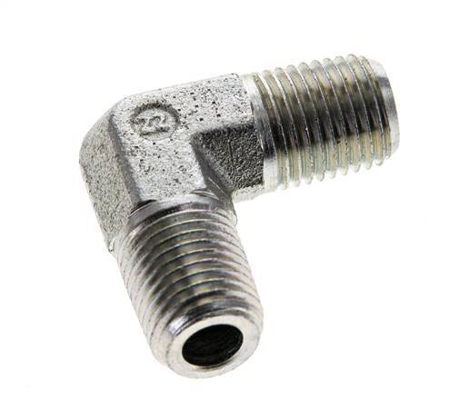 1/4'' NPT Male Zinc plated Steel 90 deg Elbow Fitting 350 Bar - Hydraulic