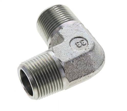 3/4'' NPT Male Zinc plated Steel 90 deg Elbow Fitting 200 Bar - Hydraulic