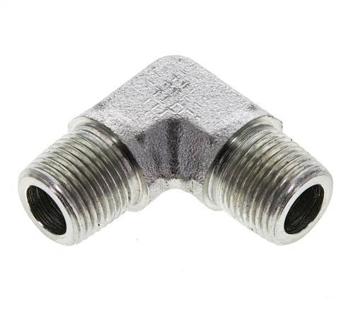 3/8'' NPT Male Zinc plated Steel 90 deg Elbow Fitting 250 Bar - Hydraulic