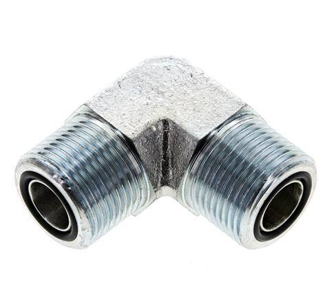 UNS 1''-14 Male Zinc plated Steel 90 deg Elbow Fitting ORFS 400 Bar - Hydraulic