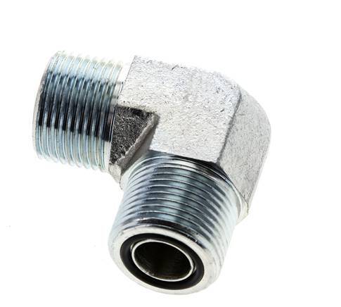 UNS 1''-14 Male Zinc plated Steel 90 deg Elbow Fitting ORFS 400 Bar - Hydraulic