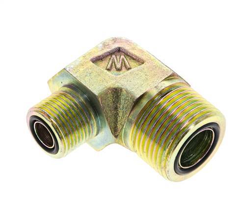 UN 1-3/16''-12 x UN 13/16''-16 Buitendraad Verzinkt Stalen L-Fitting 90graden ORFS 400 Bar - Hydrauliek