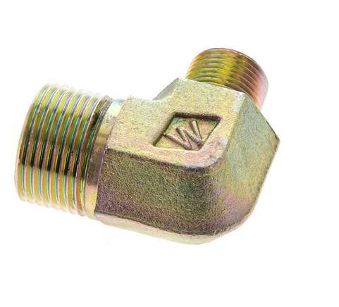 UN 1-3/16''-12 x UN 13/16''-16 Buitendraad Verzinkt Stalen L-Fitting 90graden ORFS 400 Bar - Hydrauliek