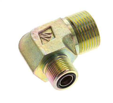 UN 1-3/16''-12 x UN 13/16''-16 Buitendraad Verzinkt Stalen L-Fitting 90graden ORFS 400 Bar - Hydrauliek