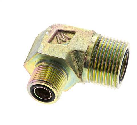 UN 1-3/16''-12 x UN 13/16''-16 Buitendraad Verzinkt Stalen L-Fitting 90graden ORFS 400 Bar - Hydrauliek
