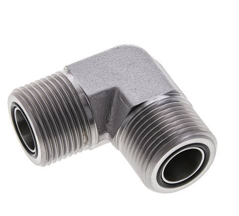UN 1-3/16''-12 Buitendraad Verzinkt Stalen L-Fitting 90graden ORFS 400 Bar - Hydrauliek