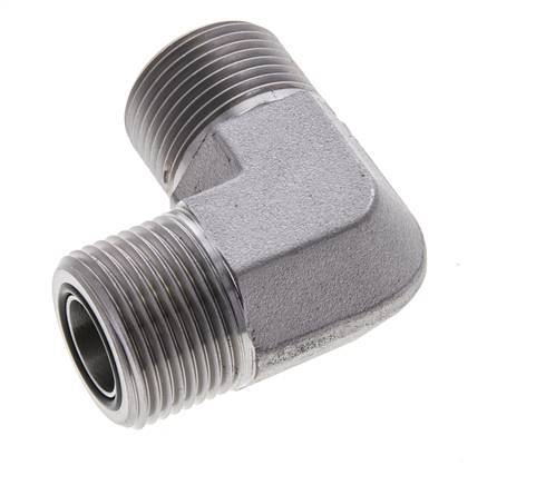 UN 1-3/16''-12 Buitendraad Verzinkt Stalen L-Fitting 90graden ORFS 400 Bar - Hydrauliek