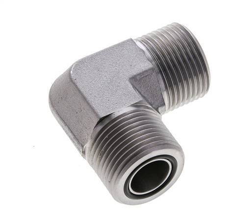 UN 1-3/16''-12 Buitendraad Verzinkt Stalen L-Fitting 90graden ORFS 400 Bar - Hydrauliek