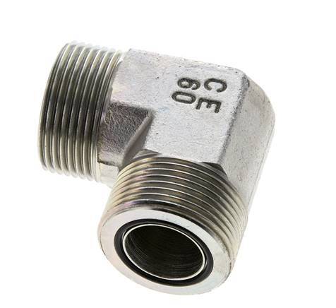 UN 1-7/16''-12 Buitendraad Verzinkt Stalen L-Fitting 90graden ORFS 400 Bar - Hydrauliek