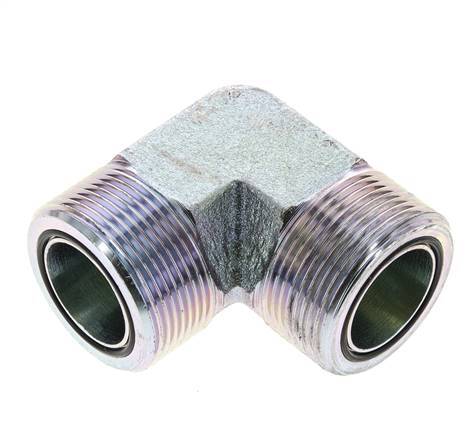 UN 1-11/16''-12 Buitendraad Verzinkt Stalen L-Fitting 90graden ORFS 250 Bar - Hydrauliek