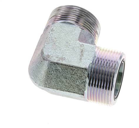 UN 1-11/16''-12 Male Zinc plated Steel 90 deg Elbow Fitting ORFS 250 Bar - Hydraulic