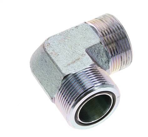 UN 1-11/16''-12 Buitendraad Verzinkt Stalen L-Fitting 90graden ORFS 250 Bar - Hydrauliek