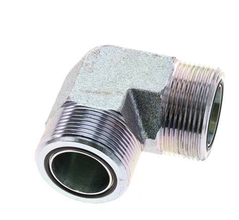 UN 1-11/16''-12 Buitendraad Verzinkt Stalen L-Fitting 90graden ORFS 250 Bar - Hydrauliek