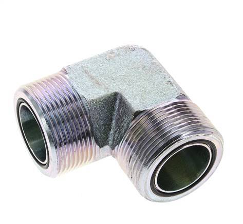 UN 1-11/16''-12 Male Zinc plated Steel 90 deg Elbow Fitting ORFS 250 Bar - Hydraulic