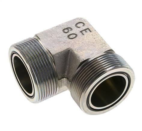 UN 2''-12 Buitendraad Verzinkt Stalen L-Fitting 90graden ORFS 250 Bar - Hydrauliek