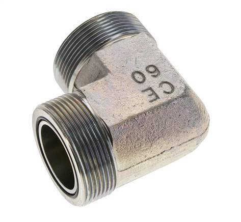 UN 2''-12 Buitendraad Verzinkt Stalen L-Fitting 90graden ORFS 250 Bar - Hydrauliek