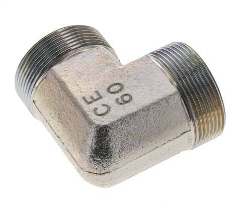 UN 2''-12 Buitendraad Verzinkt Stalen L-Fitting 90graden ORFS 250 Bar - Hydrauliek