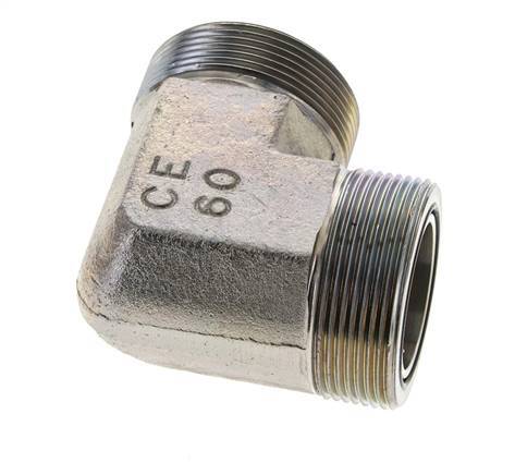 UN 2''-12 Buitendraad Verzinkt Stalen L-Fitting 90graden ORFS 250 Bar - Hydrauliek