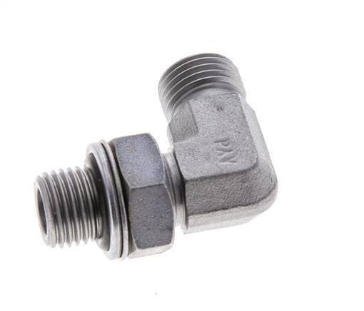 UNF 9/16''-18 x G 1/4'' Buitendraad Verzinkt Stalen L-Fitting 90graden ORFS 400 Bar - Hydrauliek