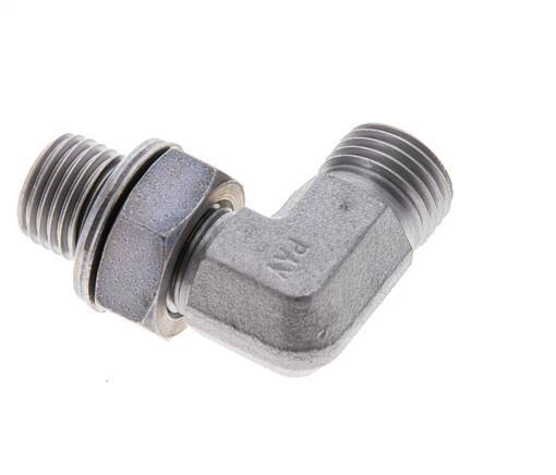 UNF 9/16''-18 x G 1/4'' Buitendraad Verzinkt Stalen L-Fitting 90graden ORFS 400 Bar - Hydrauliek