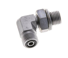 UNF 9/16''-18 x G 1/4'' Buitendraad Verzinkt Stalen L-Fitting 90graden ORFS 400 Bar - Hydrauliek