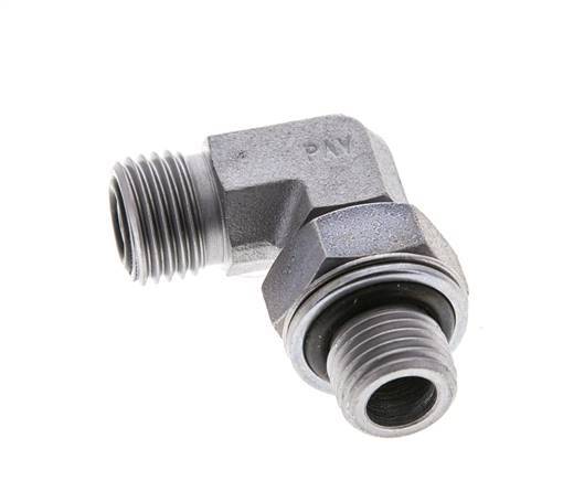 UNF 9/16''-18 x G 1/4'' Buitendraad Verzinkt Stalen L-Fitting 90graden ORFS 400 Bar - Hydrauliek