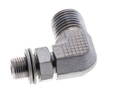 UNF 9/16''-18 x G 1/8'' Buitendraad Verzinkt Stalen L-Fitting 90graden ORFS 400 Bar - Hydrauliek