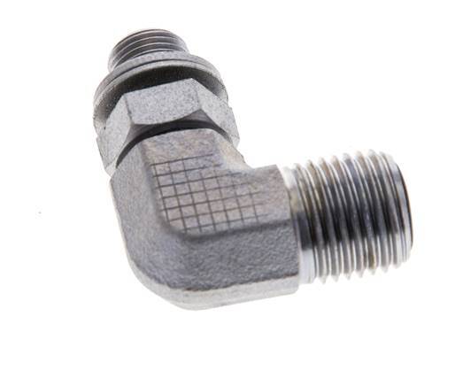 UNF 9/16''-18 x G 1/8'' Buitendraad Verzinkt Stalen L-Fitting 90graden ORFS 400 Bar - Hydrauliek