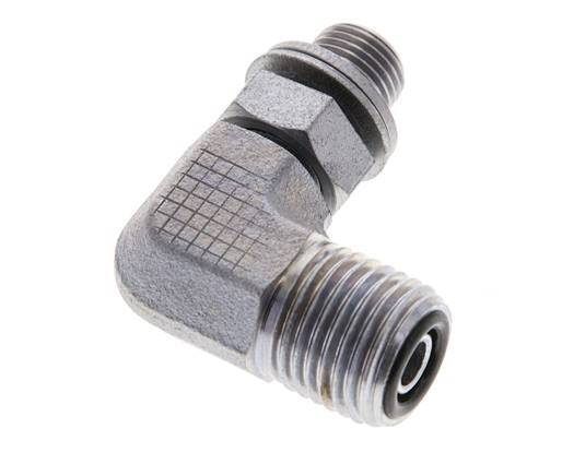 UNF 9/16''-18 x G 1/8'' Buitendraad Verzinkt Stalen L-Fitting 90graden ORFS 400 Bar - Hydrauliek