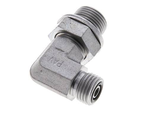 UNF 9/16''-18 x G 3/8'' Buitendraad Verzinkt Stalen L-Fitting 90graden ORFS 400 Bar - Hydrauliek