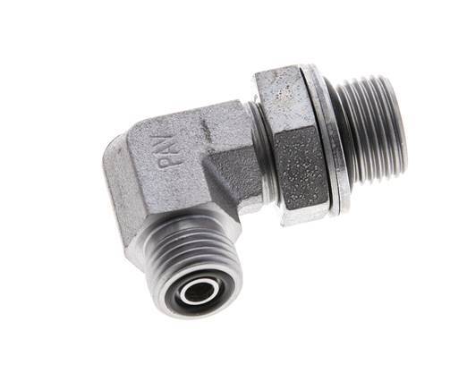 UNF 9/16''-18 x G 3/8'' Buitendraad Verzinkt Stalen L-Fitting 90graden ORFS 400 Bar - Hydrauliek