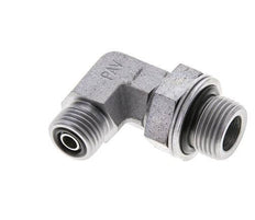 UNF 9/16''-18 x G 3/8'' Buitendraad Verzinkt Stalen L-Fitting 90graden ORFS 400 Bar - Hydrauliek