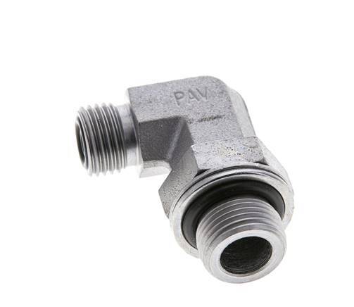 UNF 9/16''-18 x G 3/8'' Buitendraad Verzinkt Stalen L-Fitting 90graden ORFS 400 Bar - Hydrauliek