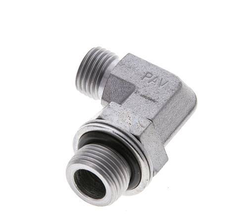 UNF 9/16''-18 x G 3/8'' Buitendraad Verzinkt Stalen L-Fitting 90graden ORFS 400 Bar - Hydrauliek