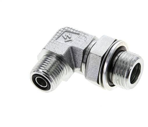 UN 11/16''-16 x G 1/2'' Buitendraad Verzinkt Stalen L-Fitting 90graden ORFS 400 Bar - Hydrauliek