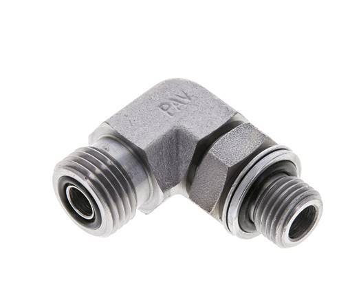 UN 11/16''-16 x G 1/4'' Buitendraad Verzinkt Stalen L-Fitting 90graden ORFS 400 Bar - Hydrauliek