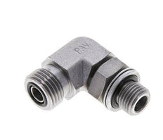 UN 11/16''-16 x G 1/4'' Buitendraad Verzinkt Stalen L-Fitting 90graden ORFS 400 Bar - Hydrauliek